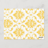 Graue Hochzeitskarten für Gelbe Damaske-Tischnumme Postkarte (Rückseite)