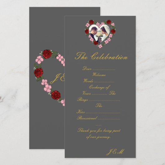 Graue Hochzeitsprogramm (Vorne/Hinten)