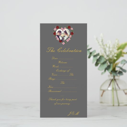 Graue Hochzeitsprogramm (Stehend Vorderseite)