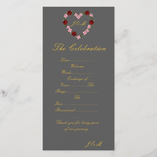 Graue Hochzeitsprogramm (Vorderseite)
