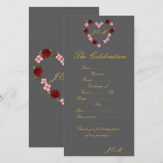 Graue Hochzeitsprogramm (Vorne/Hinten)