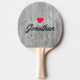 Graue Holz-Optik Vintage Herz Signatur Tischtennis Schläger