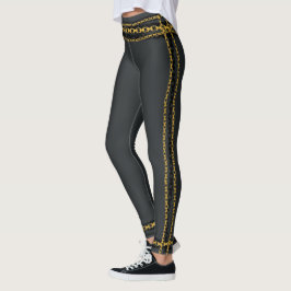 Graue Holzkohle aus Gold und Schwarz Leggings