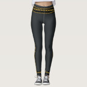 Graue Holzkohle aus Gold und Schwarz Leggings (Vorderseite)