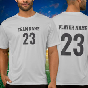 Graue Holzkohle Sportteam-Trikotnummer T-Shirt