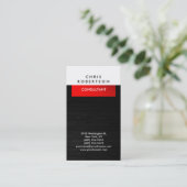 Graue Holzmuster White Red Business Card Visitenkarte (Stehend Vorderseite)