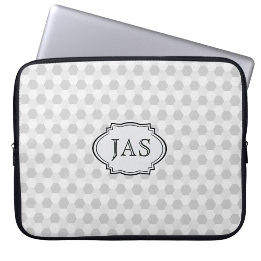 Graue Honeycomb mit/Initials Laptopschutzhülle (Vorderseite)