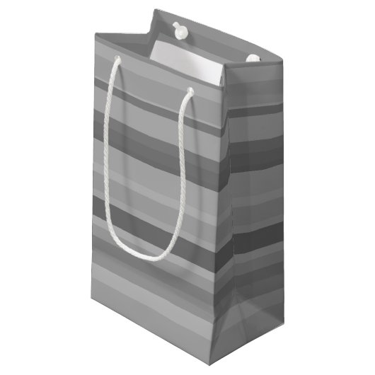Graue horizontale Streifen Kleine Geschenktüte (Vorderseite Schrägansicht)