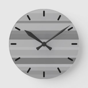 Graue horizontale Streifen Runde Wanduhr