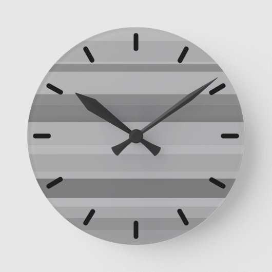 Graue horizontale Streifen Runde Wanduhr (Vorderseite)
