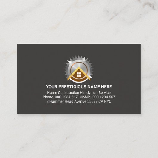 Graue House Frame Handyman Tools Visitenkarte (Rückseite)