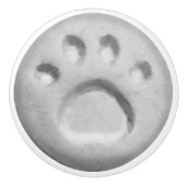 Graue Hundepfoten Keramikknauf (Vorderseite)