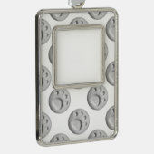 Graue Hundepfoten Rahmen-Ornament Silber (Rechts)