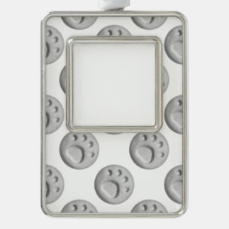 Graue Hundepfoten Rahmen-Ornament Silber