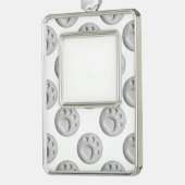 Graue Hundepfoten Rahmen-Ornament Silber (Links)