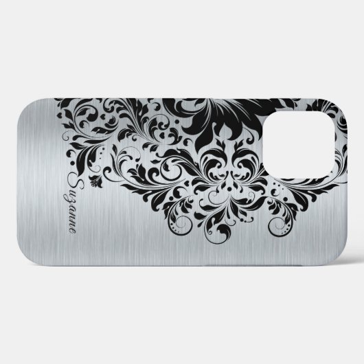 Graue Imitate aus Aluminium, schwarze Spitze Case-Mate iPhone Hülle (Rückseite (Horizontal))