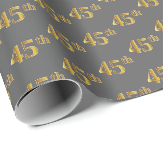 Graue, Imitate Gold 45. (fünfundvierzigste) Verans Geschenkpapier (Rolleneckpunkt)