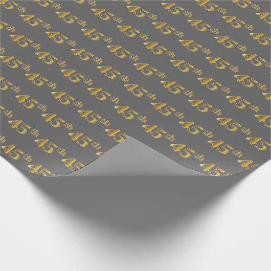 Graue, Imitate Gold 45. (fünfundvierzigste) Verans Geschenkpapier (Ecke)