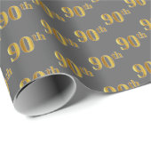 Graue, Imitate Gold 90. (Neunzigste) Veranstaltung Geschenkpapier (Rolleneckpunkt)