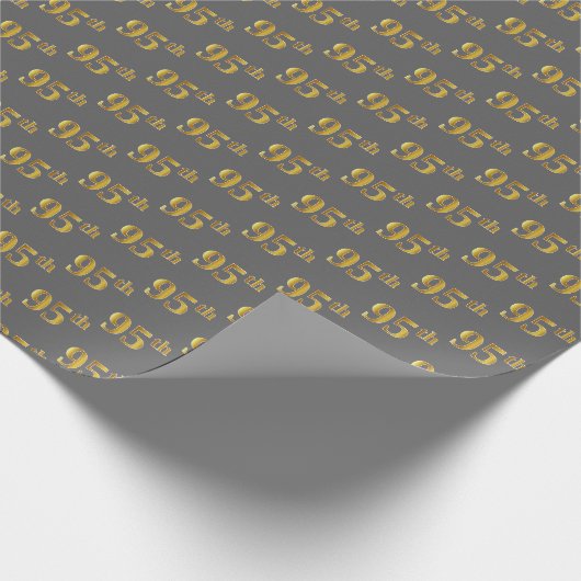Graue, Imitate Gold 95. (fünfundneunzigste) Verans Geschenkpapier (Ecke)