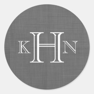 Graue Imitate, Leinenaufkleber für Monogramm Runder Aufkleber