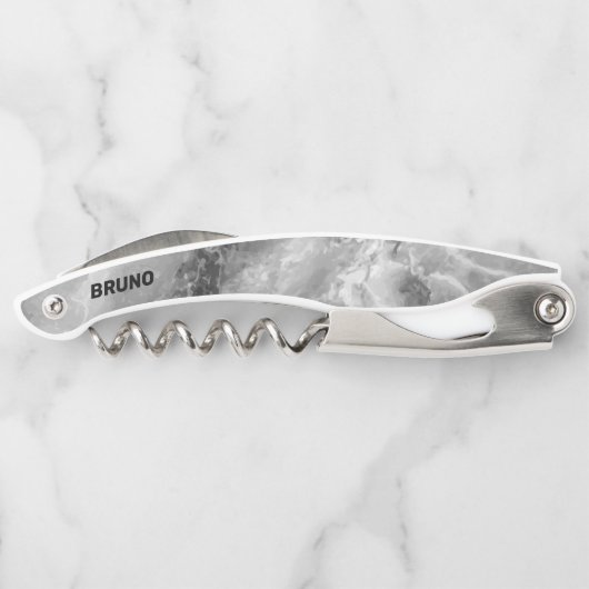 Graue Imitate Marmormonogramm Waiter's Corkschraub Kellnermesser (Rückseite)