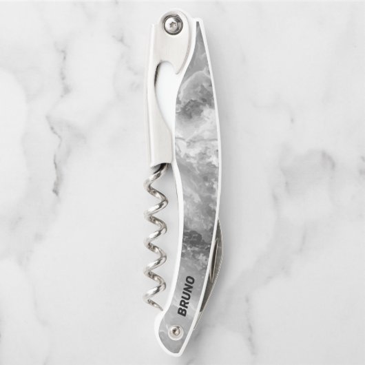 Graue Imitate Marmormonogramm Waiter's Corkschraub Kellnermesser (Vorderseite)