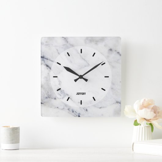 Graue Imitate - Marmorstruktur Quadratische Wanduhr (Zuhause)