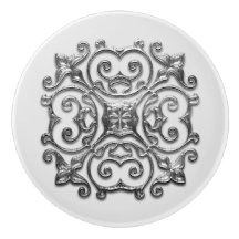 Graue Imitate Silver Medallion Vintage Keramik Pul