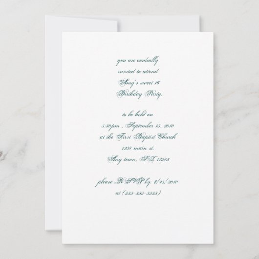 Graue Jade Embossed Look Einladungen (Rückseite)