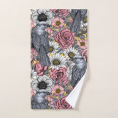 Graue Jay und Blume Badhandtuch Set (Handtuch)