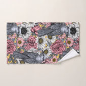 Graue Jay und Blume Badhandtuch Set (Handtuch)
