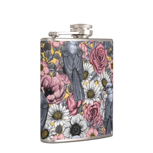 Graue Jay und Blume Flachmann (Rechts)