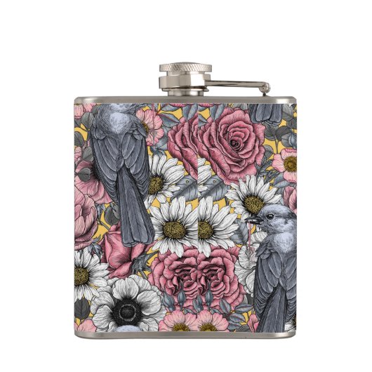 Graue Jay und Blume Flachmann (Rückseite)