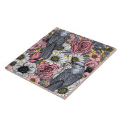 Graue Jay und Blume Fliese (Seite)