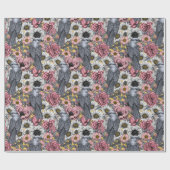 Graue Jay und Blume Geschenkpapier (Flach)