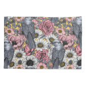 Graue Jay und Blume Kissenbezug (Rückseite)