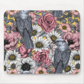 Graue Jay und Blume Mousepad (Vorne)