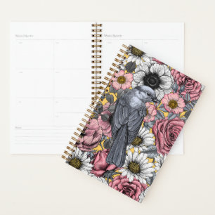 Graue Jay und Blume Planer