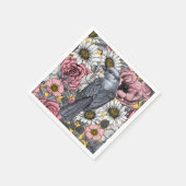 Graue Jay und Blume Serviette (Ecke)