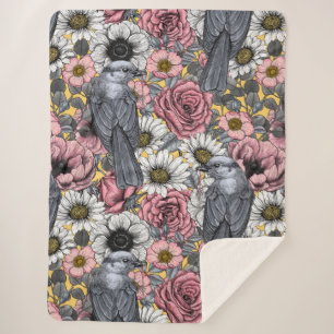 Graue Jay und Blume Sherpadecke