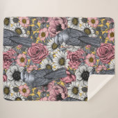 Graue Jay und Blume Sherpadecke (Vorderseite (Horizontal))