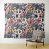 Graue Jay und Blume Wandteppich (Beispiel (Horizontal))