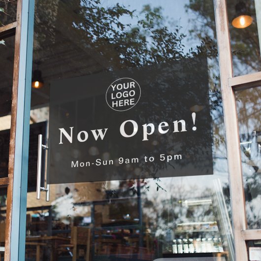 Graue, jetzt offene Geschäftszeiten - Logos Fensteraufkleber
