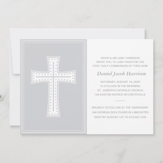 Graue Jungen Erste Kommune Einladung (Vorderseite)