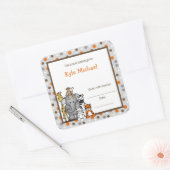 Graue Jungle Tiere Buchungsplatte Buchzeichen Quadratischer Aufkleber (Umschlag)