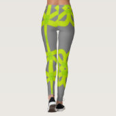 Graue Kalkgrün, Abstrakt Stretchpflanzen Leggings (Rückseite)