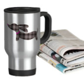 Graue Karierte Dackel | Travel Coffee Mug Reisebecher