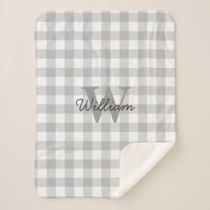 Graue karierte Muster-Decke Sherpadecke