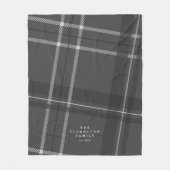 Graue karierte personalisierte Familie Fleecedecke (Vorderseite)